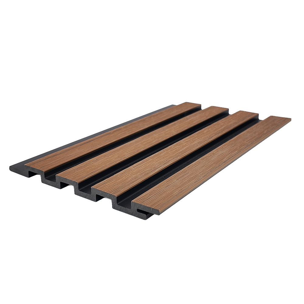 Composite Wood Grain Outdoor Fluted PE Wall Panel Facade Cladding