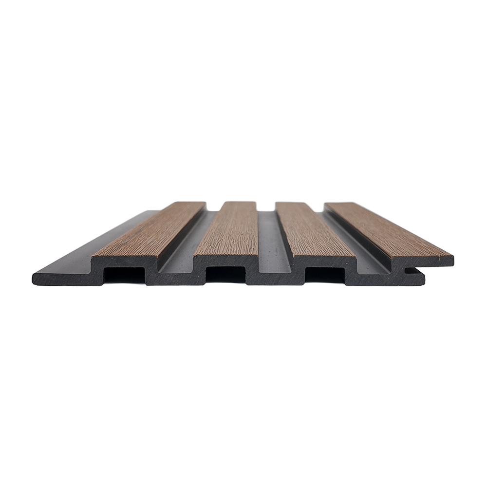 Composite Wood Grain Outdoor Fluted PE Wall Panel Facade Cladding
