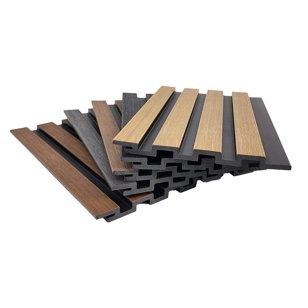 Composite Wood Grain Outdoor Fluted PE Wall Panel Facade Cladding