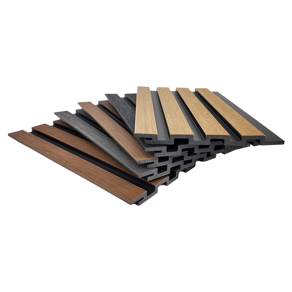 Composite Wood Grain Outdoor Fluted PE Wall Panel Facade Cladding