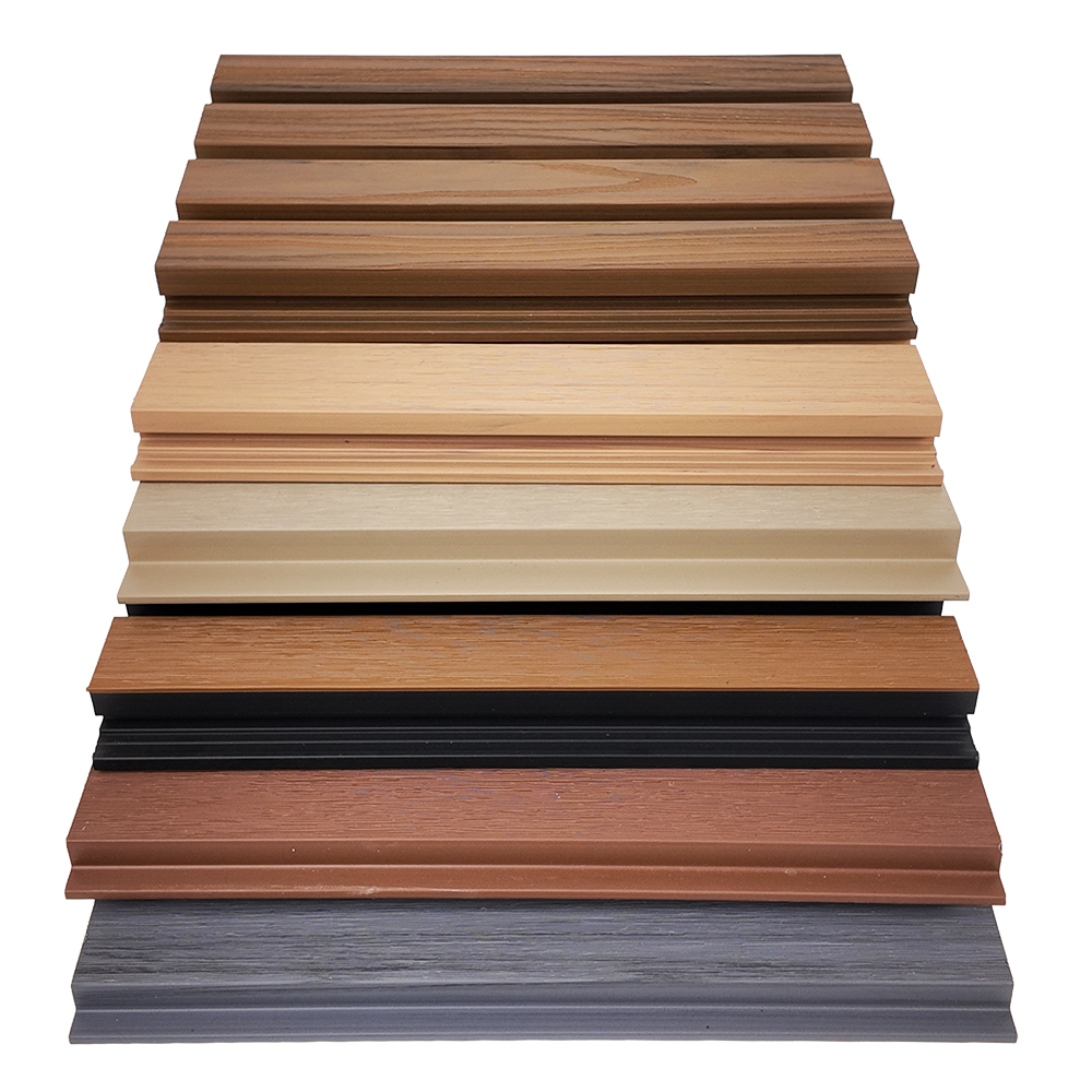 4-Slot Timber Look PE Outdoor Grille Wall Panel Exterior Composite Siding