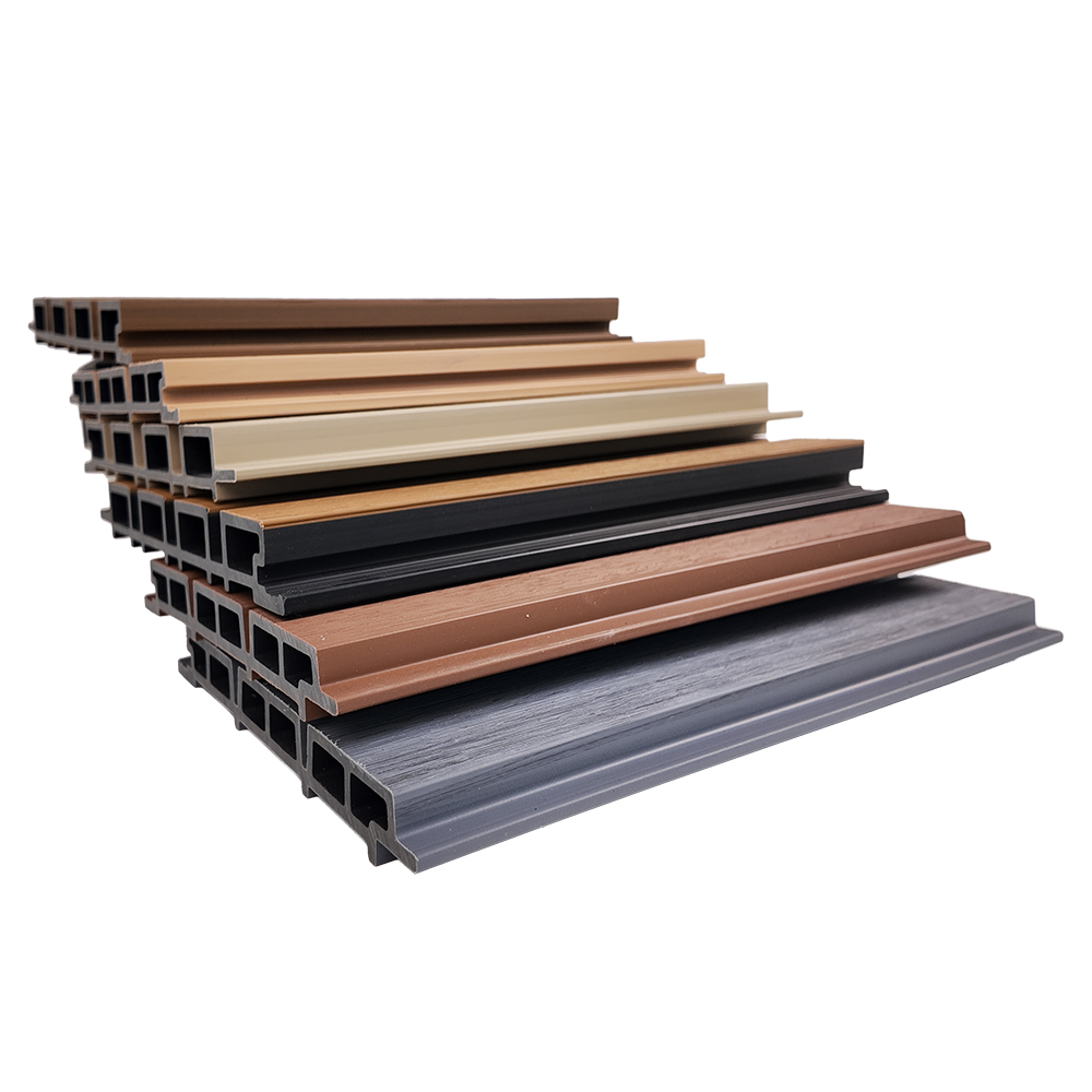 4-Slot Timber Look PE Outdoor Grille Wall Panel Exterior Composite Siding