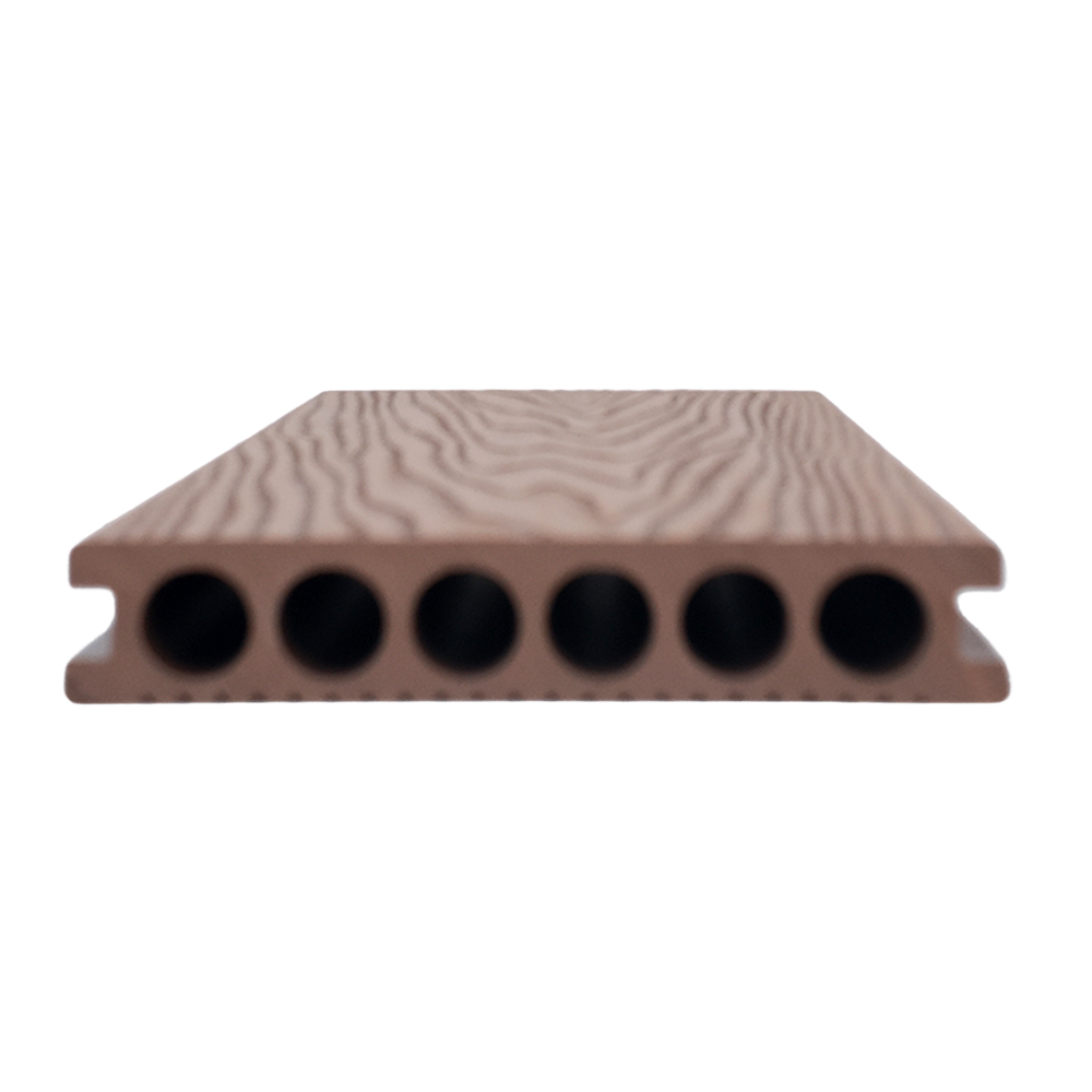 3D Wood Grain Round Hole PE Composite Outdoor Decking Plank
