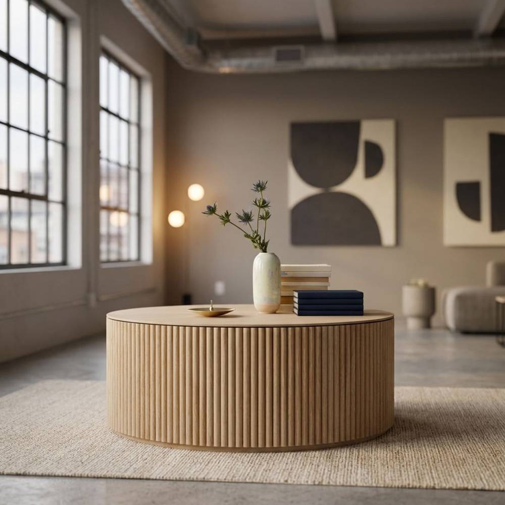 Half-Round Rollable Fluted Wood Panel Flexible Curved Accent Wall Board