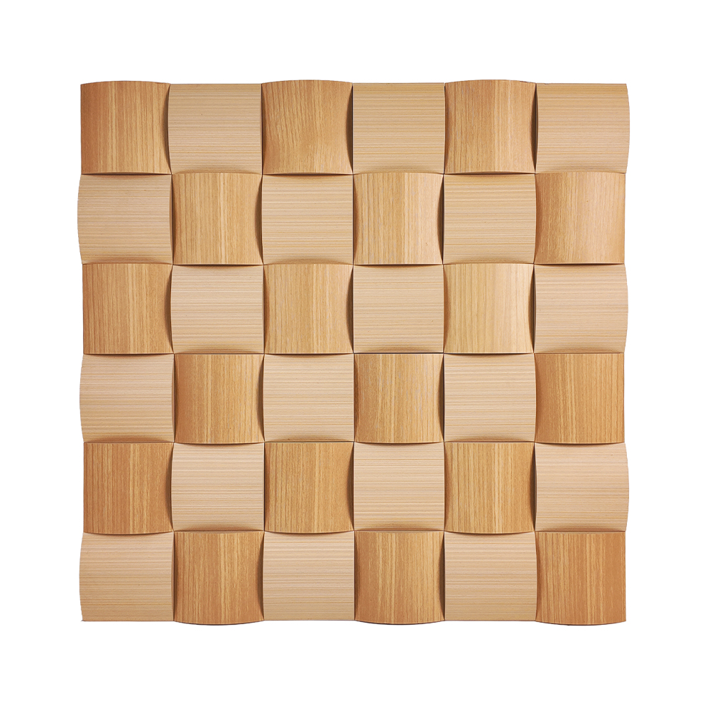 Custom Grid & Semicircle Patterned Acoustic Wood Wall Panels