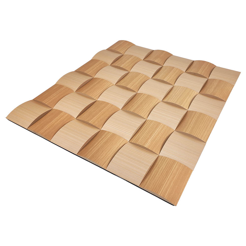 Custom Grid & Semicircle Patterned Acoustic Wood Wall Panels