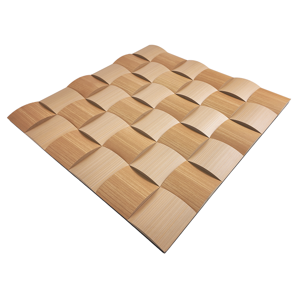 Custom Grid & Semicircle Patterned Acoustic Wood Wall Panels