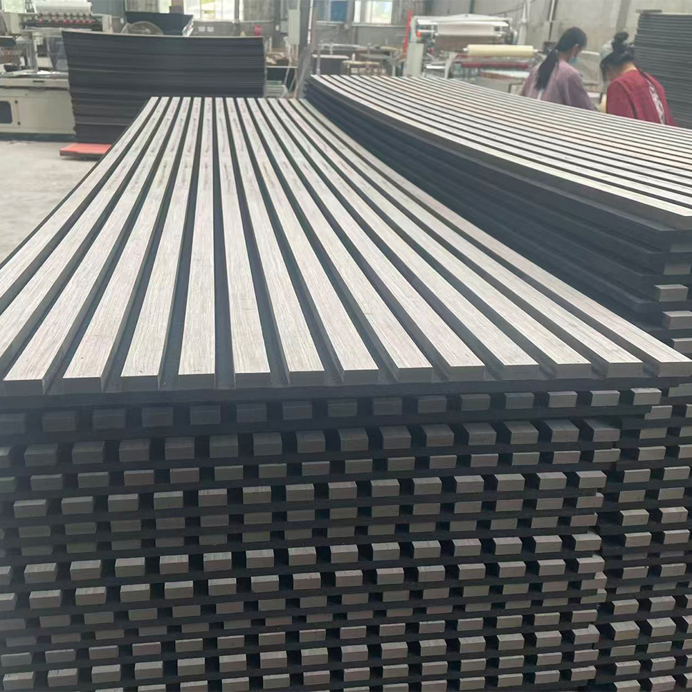 Black Core MDF Acoustic Slat Wall Panels (Single-Sided Veneer)