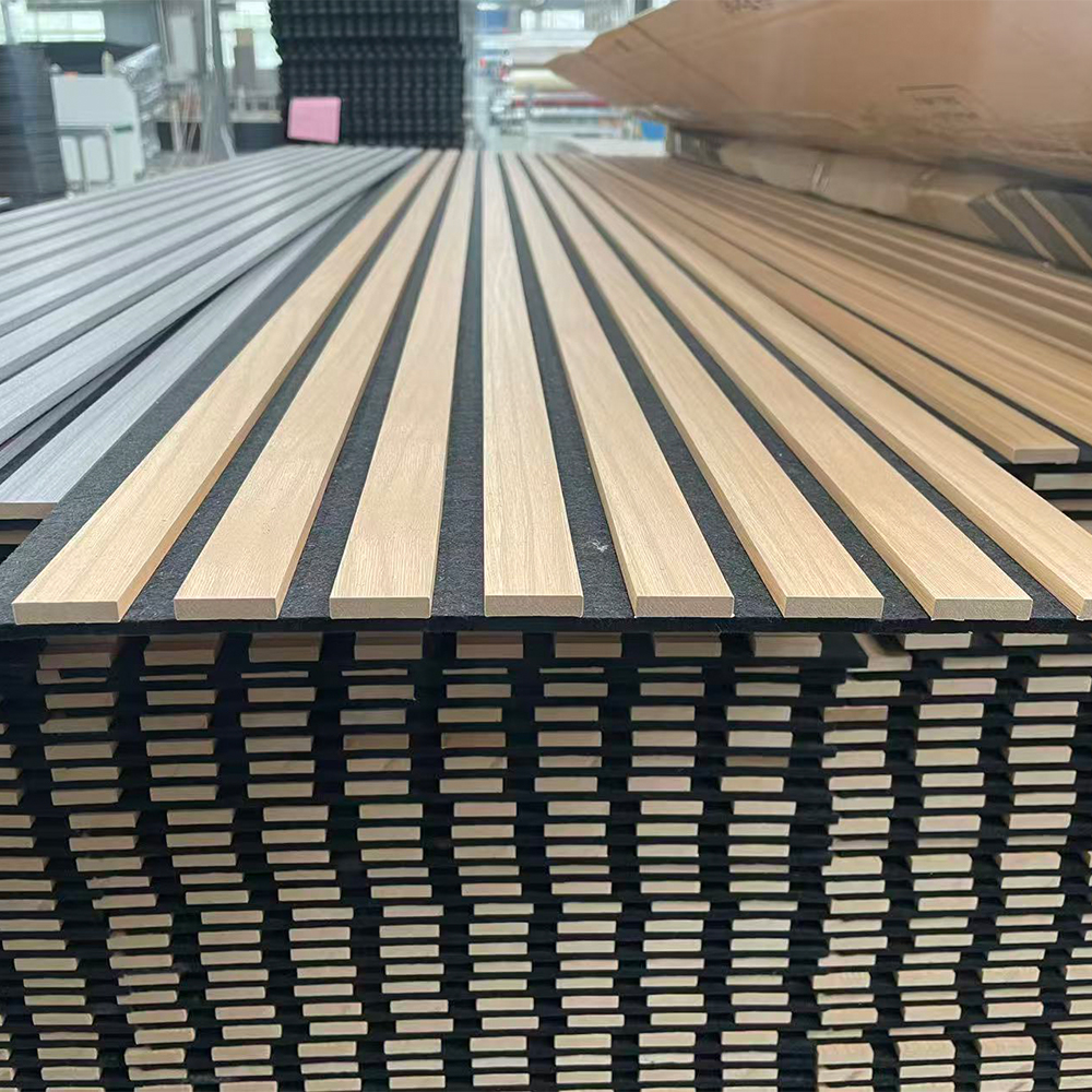Thin Yellow Core MDF Acoustic Slat Panels (3-Side Veneer Lamination)